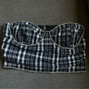 Forever 21 plaid corset top with rhyme stones
